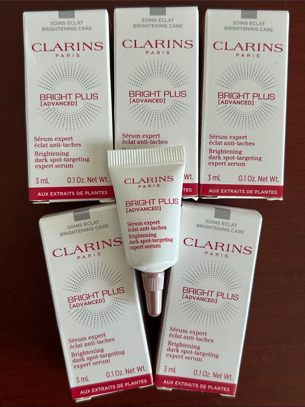5 pieces Clarins bright plus serum 3ml